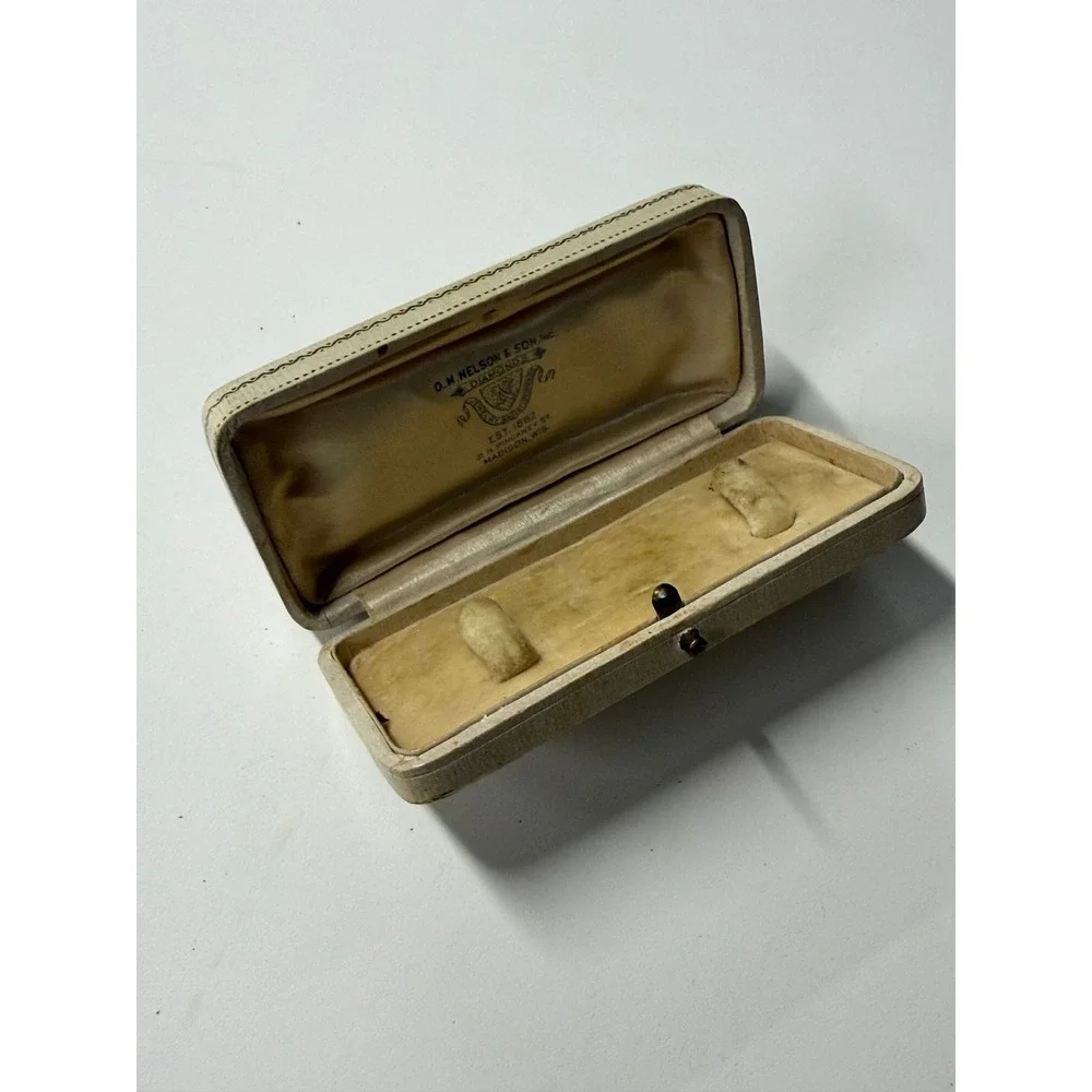 Vintage OM Nelson & Son Madison WI Antique Jewelry Box